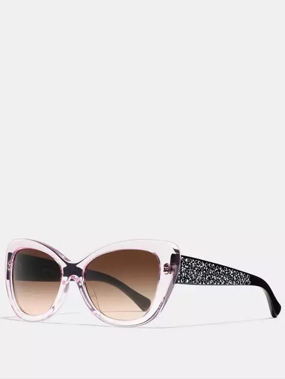COACH Signature Spray Cat Eye Sunglasses Pink Crystal/Black